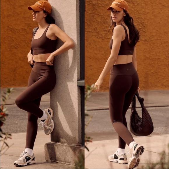 Varley Freesoft 7/8 High Rise Leggings In Brown - Picture 2 of 10